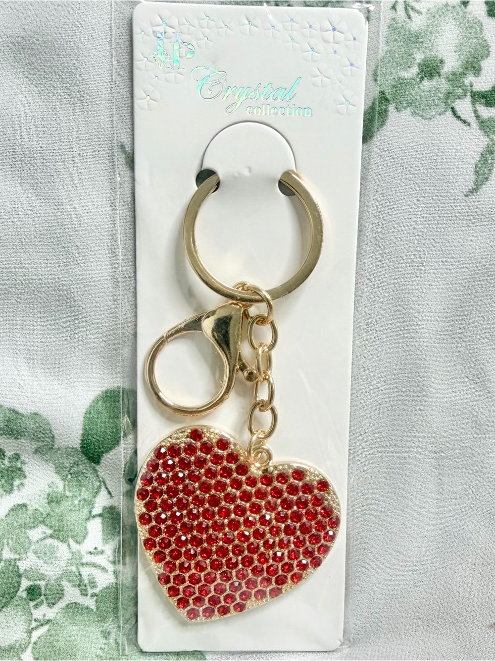 Red Gold Heart Bag Charm / Keychain